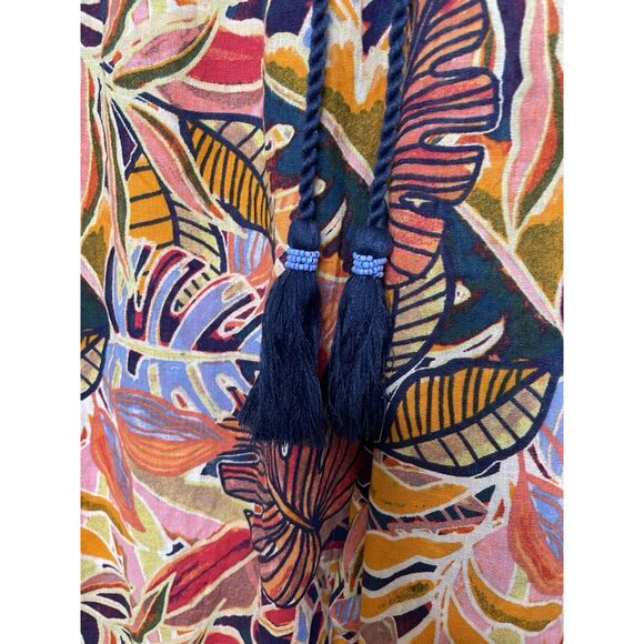 C&C California Size XL Linen Pull On Wide Leg Palazzo Pants Tropical Floral - Picture 2 of 9